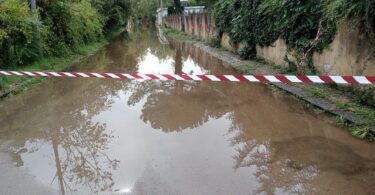 strada allagata a Pergusa